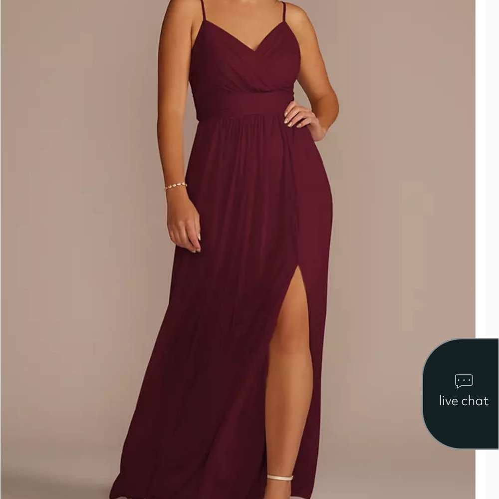 David's Bridal Burgundy Maxi Dress
